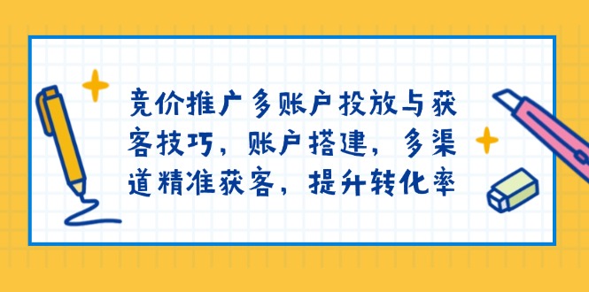 竞价推广多账户投放与获客技巧，账户搭建，多渠道精准获客，提升转化率-Zv头条