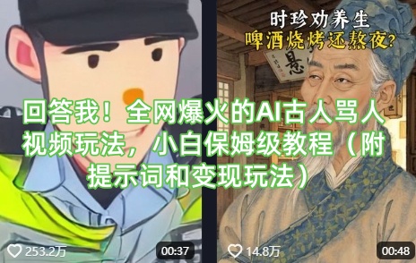 回答我！全网爆火的AI古人骂人视频玩法，小白保姆级教程(附提示词和变现玩法)-Zv头条